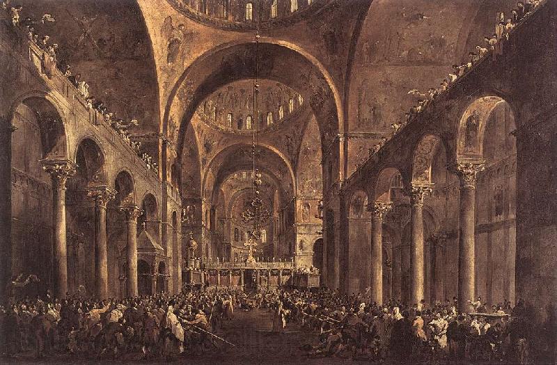 GUARDI, Francesco Doge Alvise IV Mocenigo Appears to the People in St Mark s Basilica in 1763 Spain oil painting art